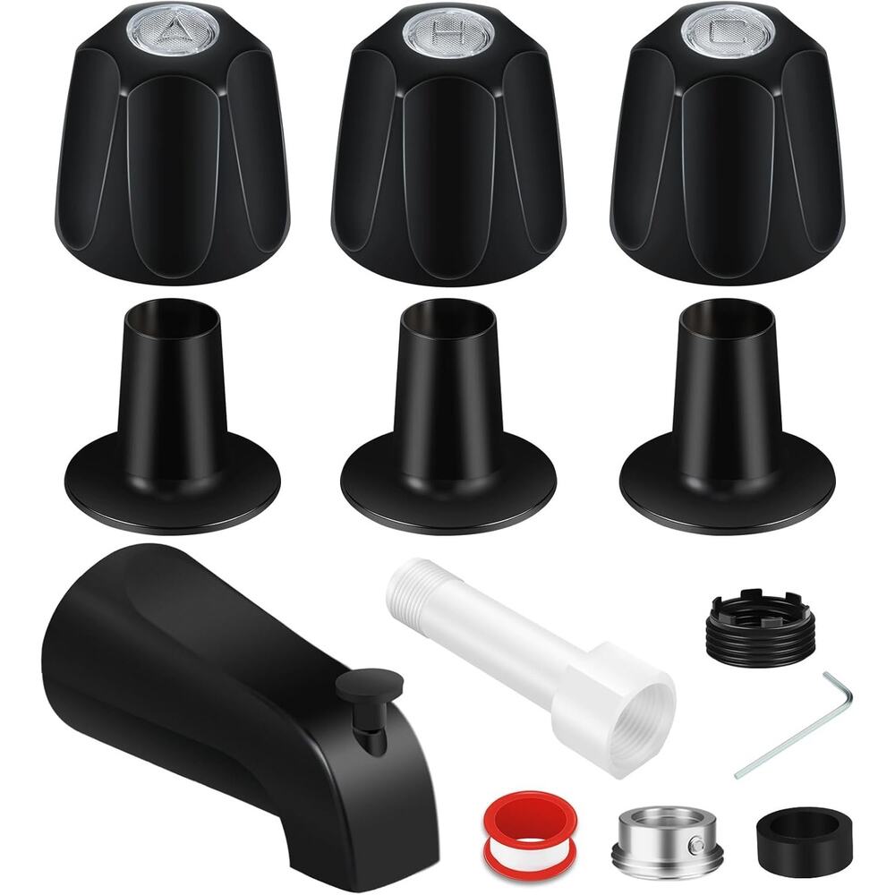 Coolfell Tub Shower Trim Kit, Matte Black Shower Knob 3 Piece And Bath Tub Spout